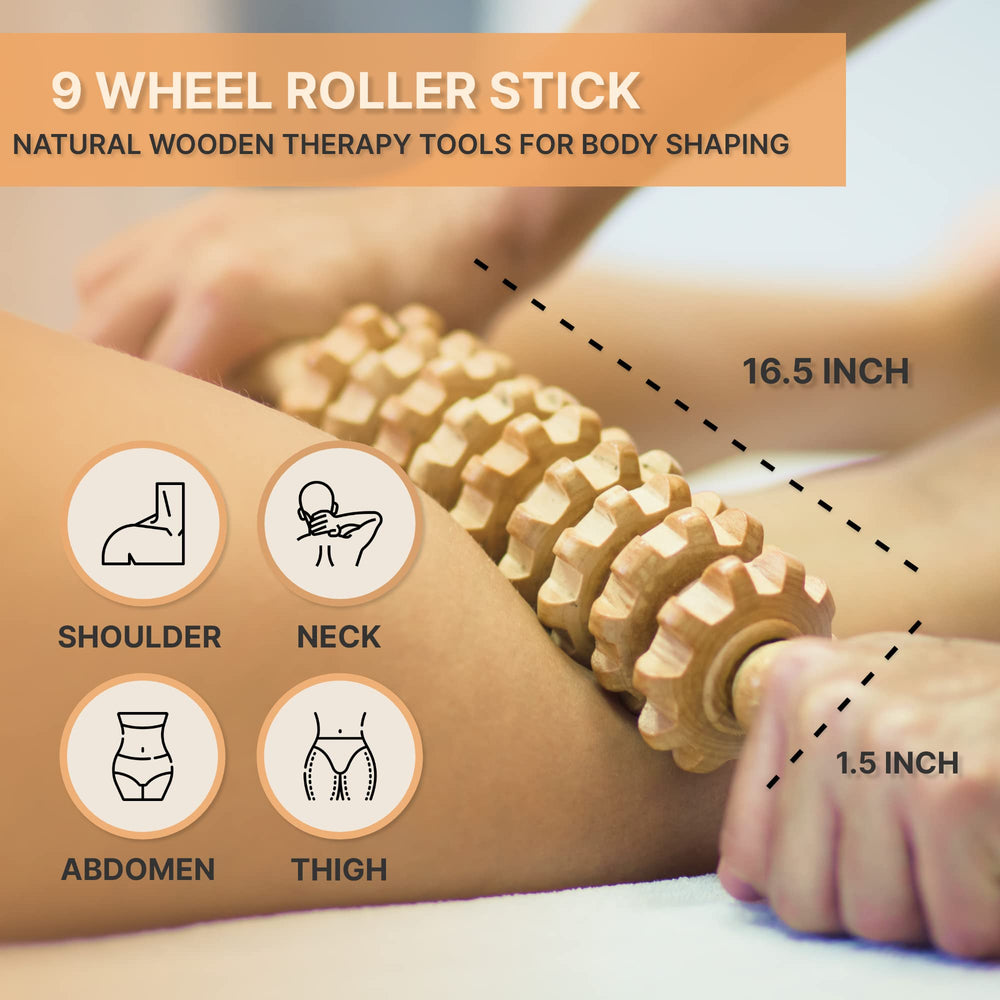 Nuddspa wood therapy lymphatic tool promotes relaxed muscles and improved circulation during self-care sessions.