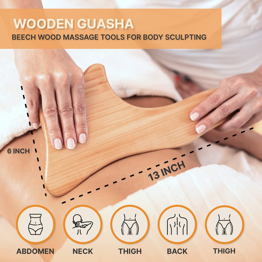 Nuddspa wood therapy pull-back roller helps ease stiffness in hips and lower back during sessions.