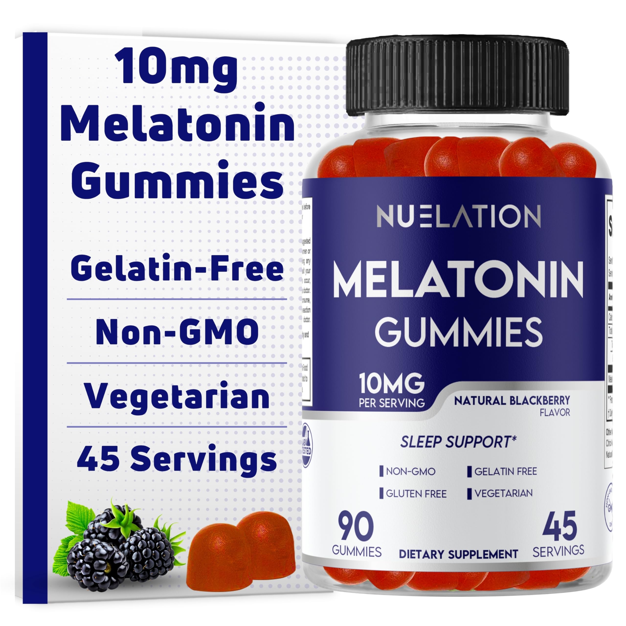 NUELATION melatonin gummies bottle on nightstand for easier bedtime routines.