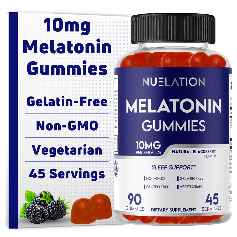 NUELATION melatonin gummies bottle on nightstand for easier bedtime routines.