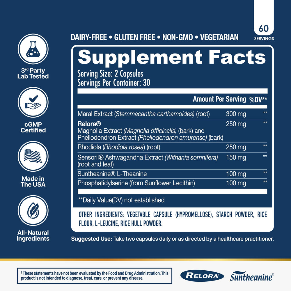 NuEthix Cort-Eaze label highlights ashwagandha and L-theanine for calm support