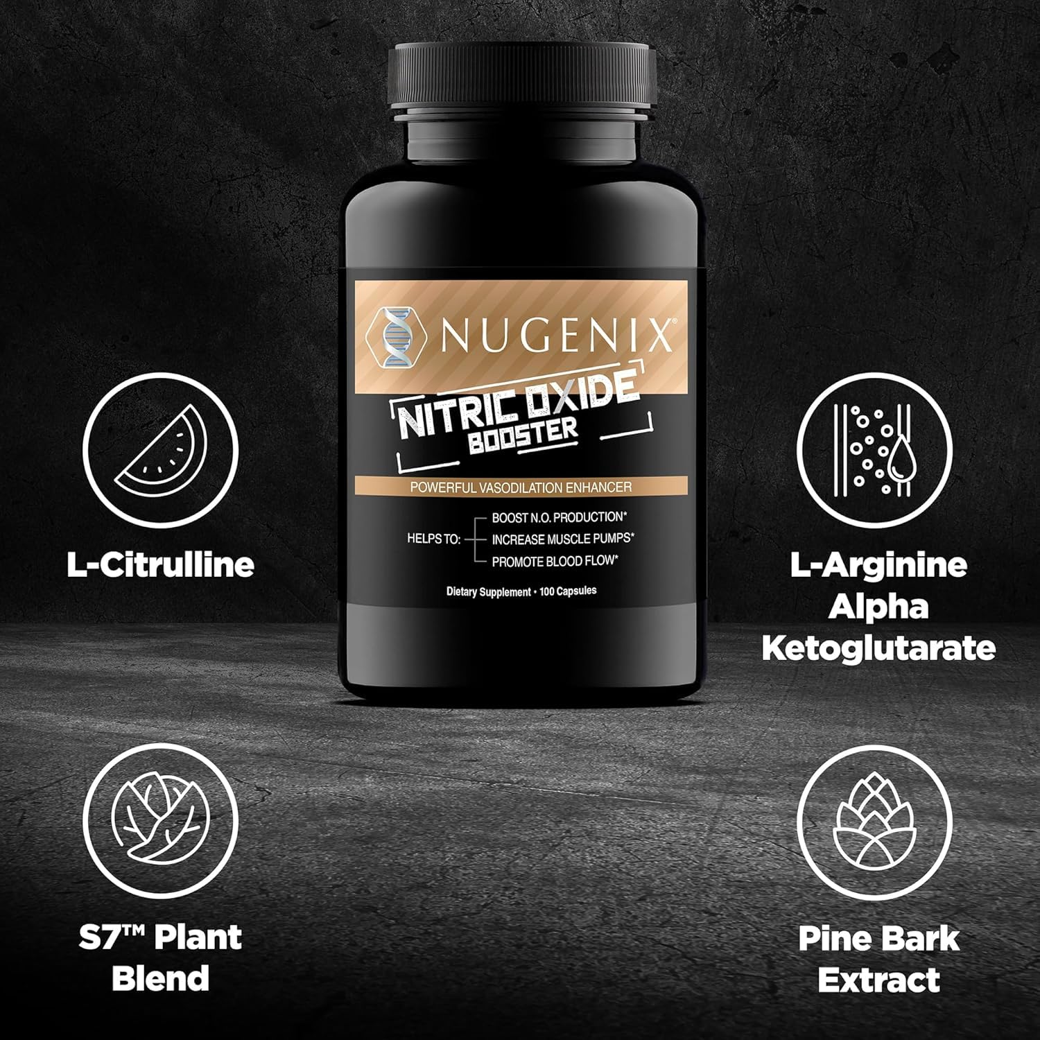 Nugenix capsules on a gym bench signal a workout-ready routine.