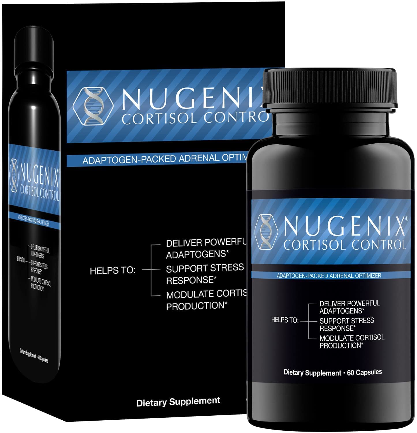 Nugenix Cortisol Control capsules close-up for convenient daily adrenal support