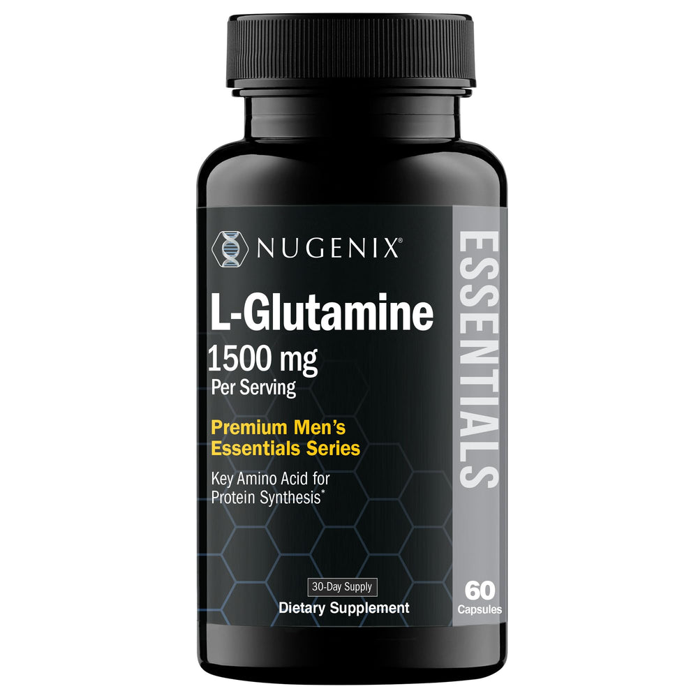 Nugenix Essentials L-Glutamine bottle closed for daily supplementation