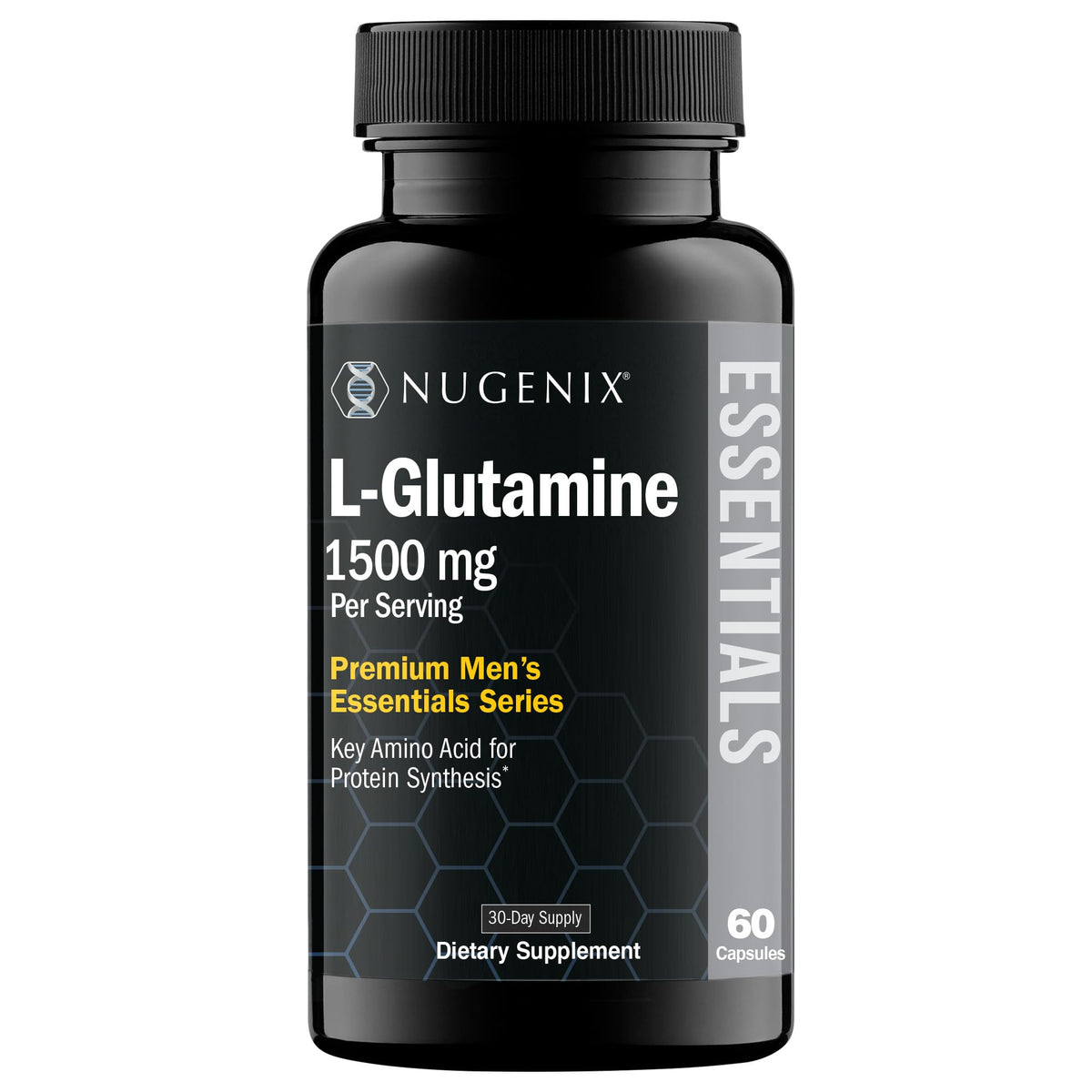 Nugenix Essentials L-Glutamine bottle closed for daily supplementation