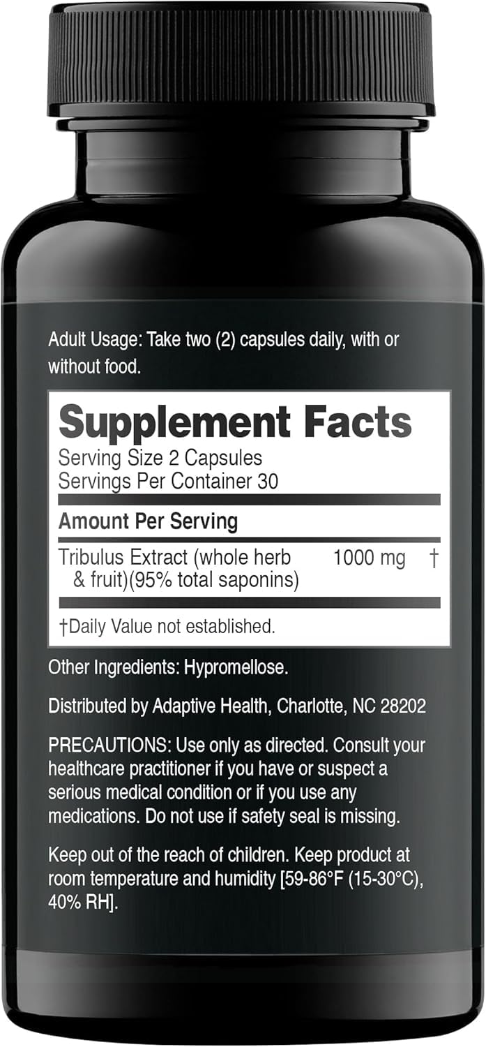 Nugenix Essentials Tribulus capsules closeup for potential male health support.