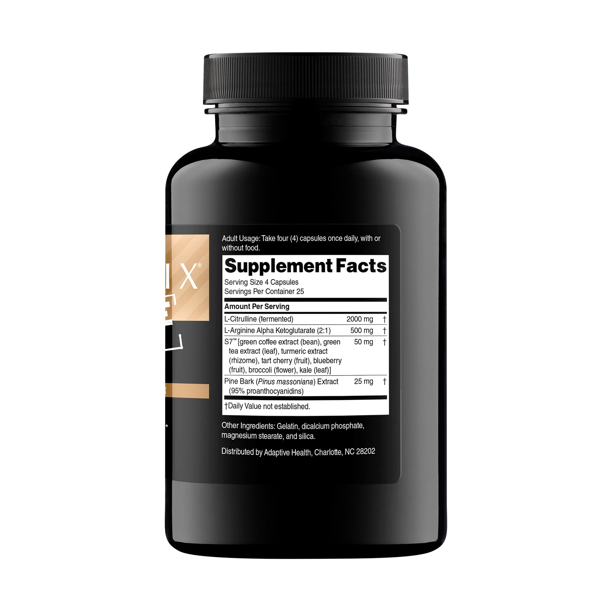 Nugenix Nitric Oxide Booster bottle back with ingredients and usage