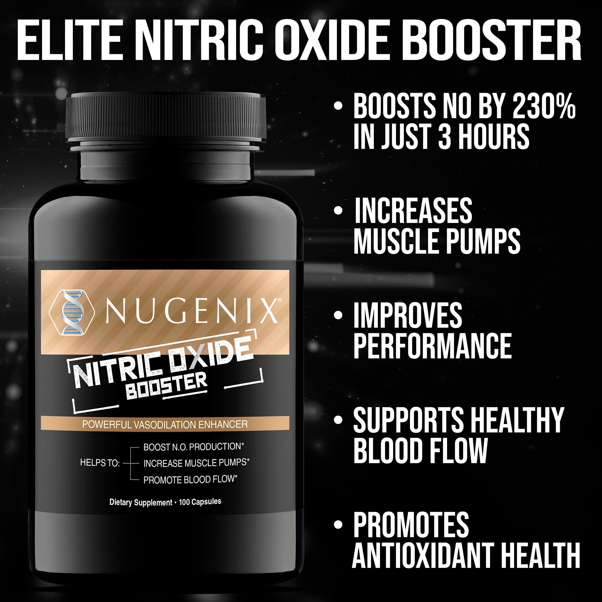 Nugenix Nitric Oxide Booster tablets ready for daily use