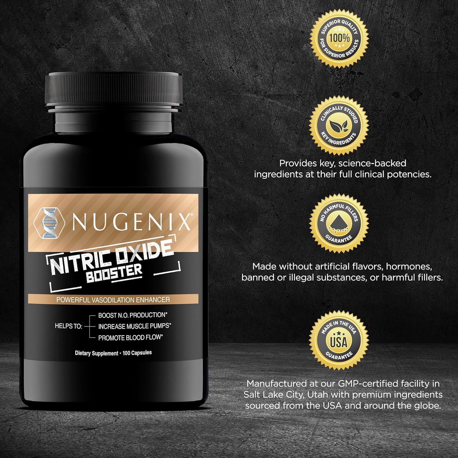 Nugenix packaging with study infographic highlights research-backed formulation.