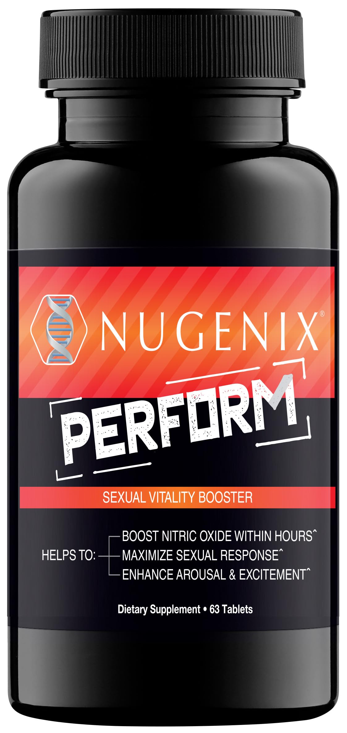 Nugenix Perform bottle top view for daily vitality support