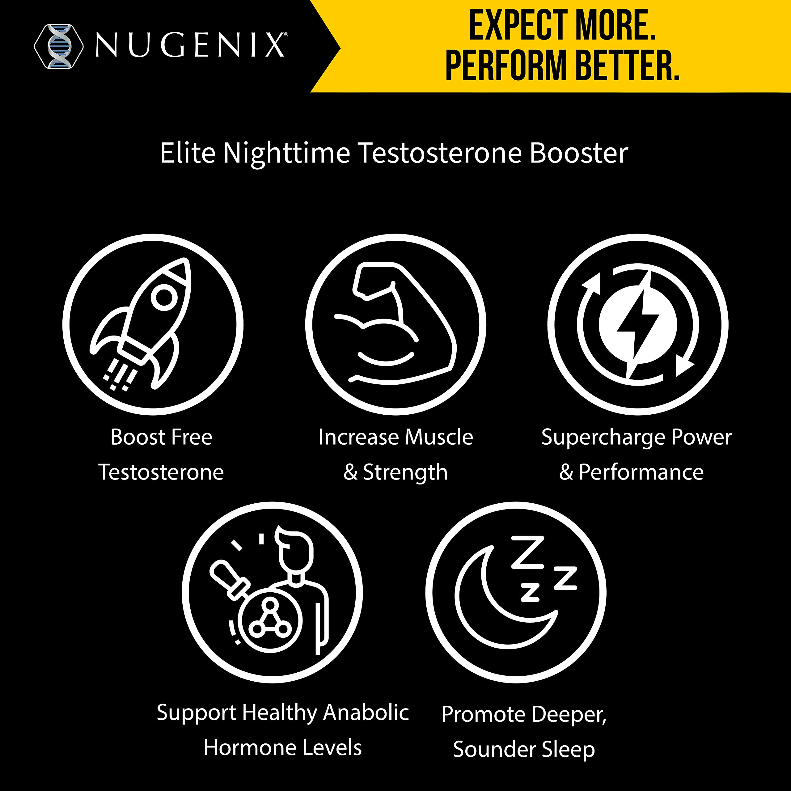 Nugenix PM ZMA bottle placed on a nightstand for bedtime routine.