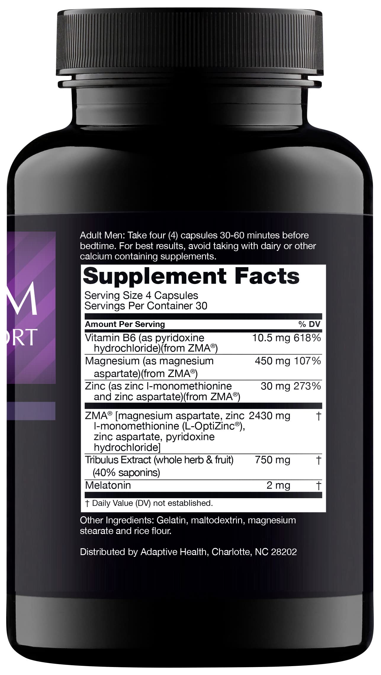 Close-up of Nugenix PM ZMA label highlighting minerals and sleep focus.