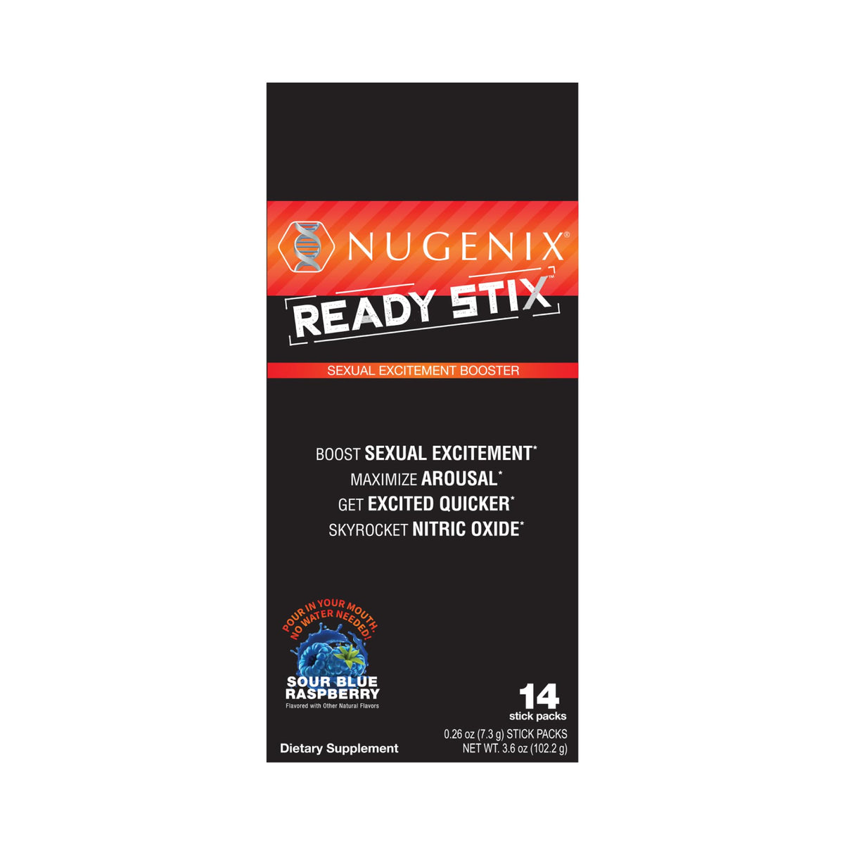 Nugenix Ready Stix open pack for on-the-go convenience and quick intake