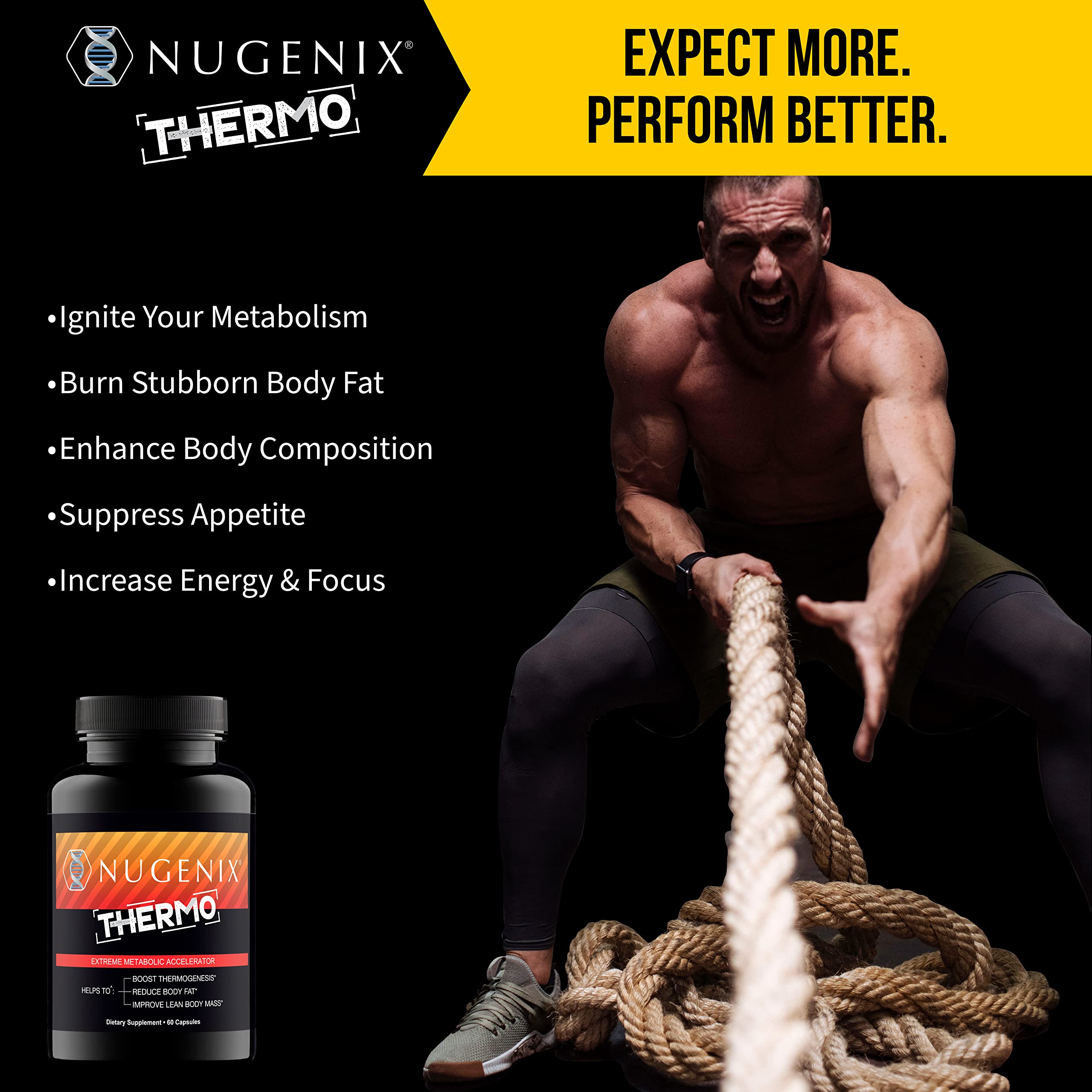 Nugenix Thermo label closeup explains trademarked ingredients with clinically validated dosing.