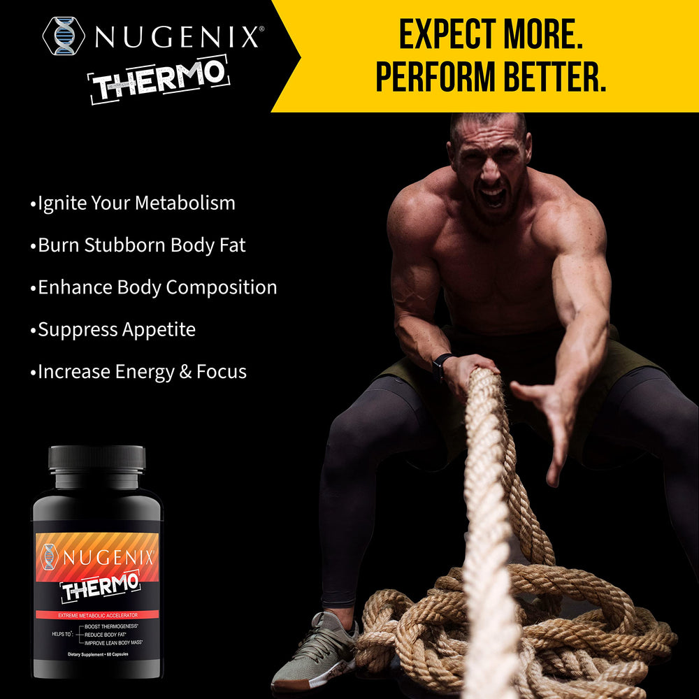 Nugenix Thermo label closeup explains trademarked ingredients with clinically validated dosing.