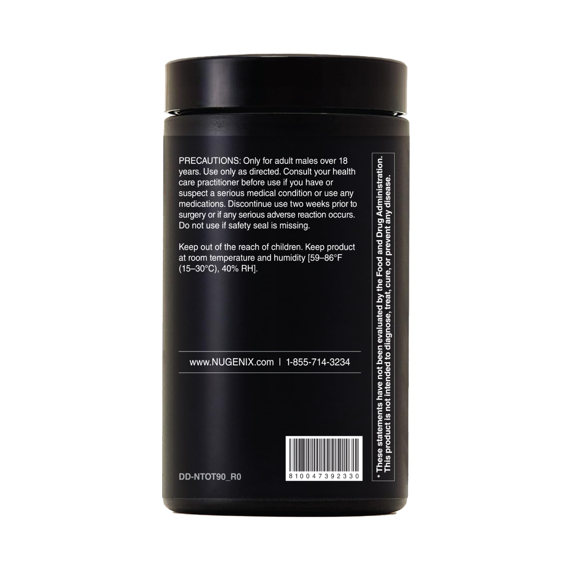 Nugenix Total-T2 bottle side angle showing compact daily use packaging