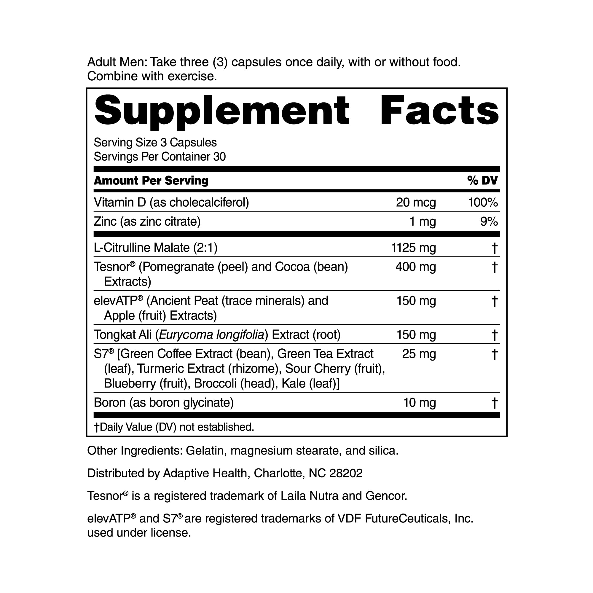 Nugenix Total-T2 label closeup featuring Tesnor and ElevATP blend details