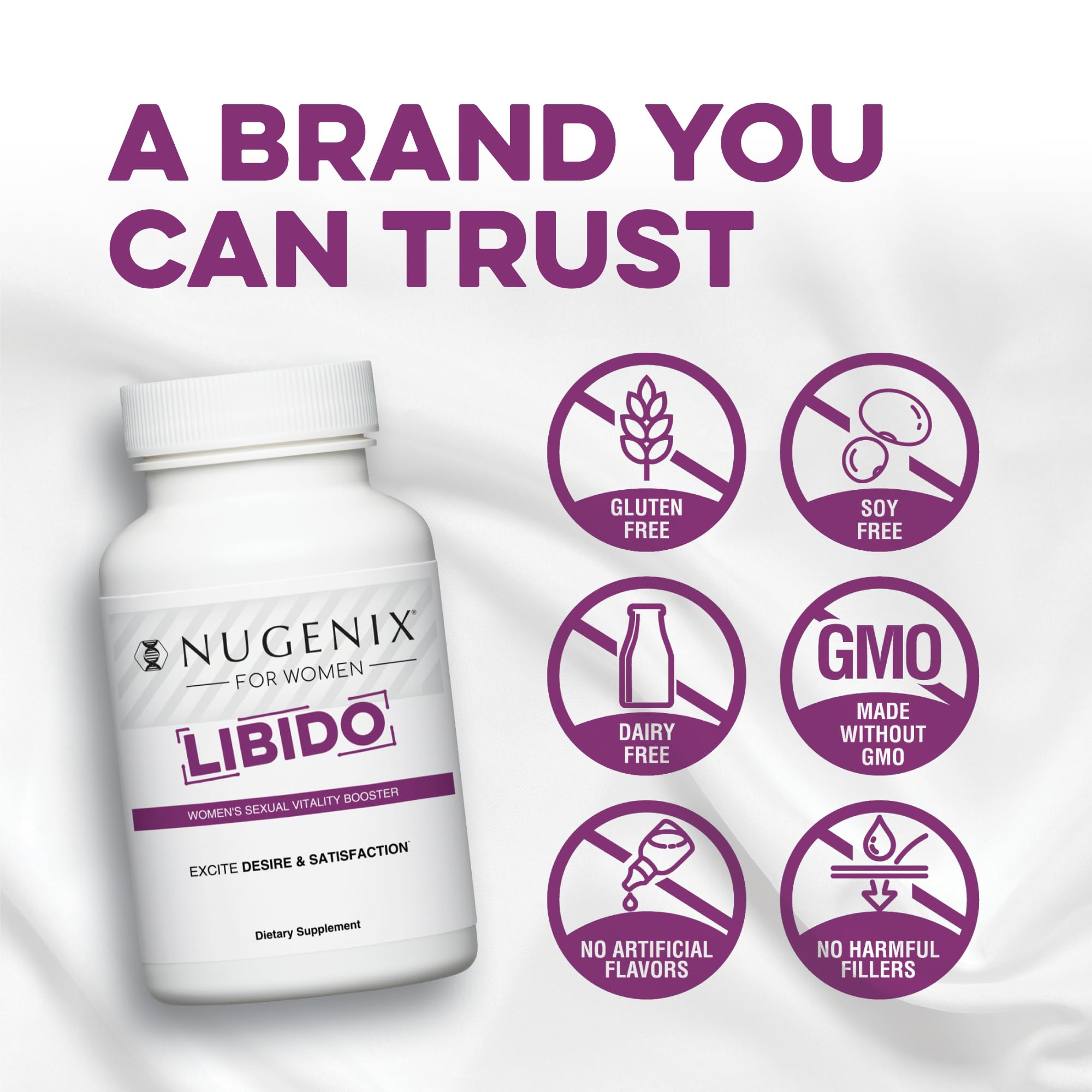 Nugenix Women's Libido packaging box shown for discreet, convenient daily use