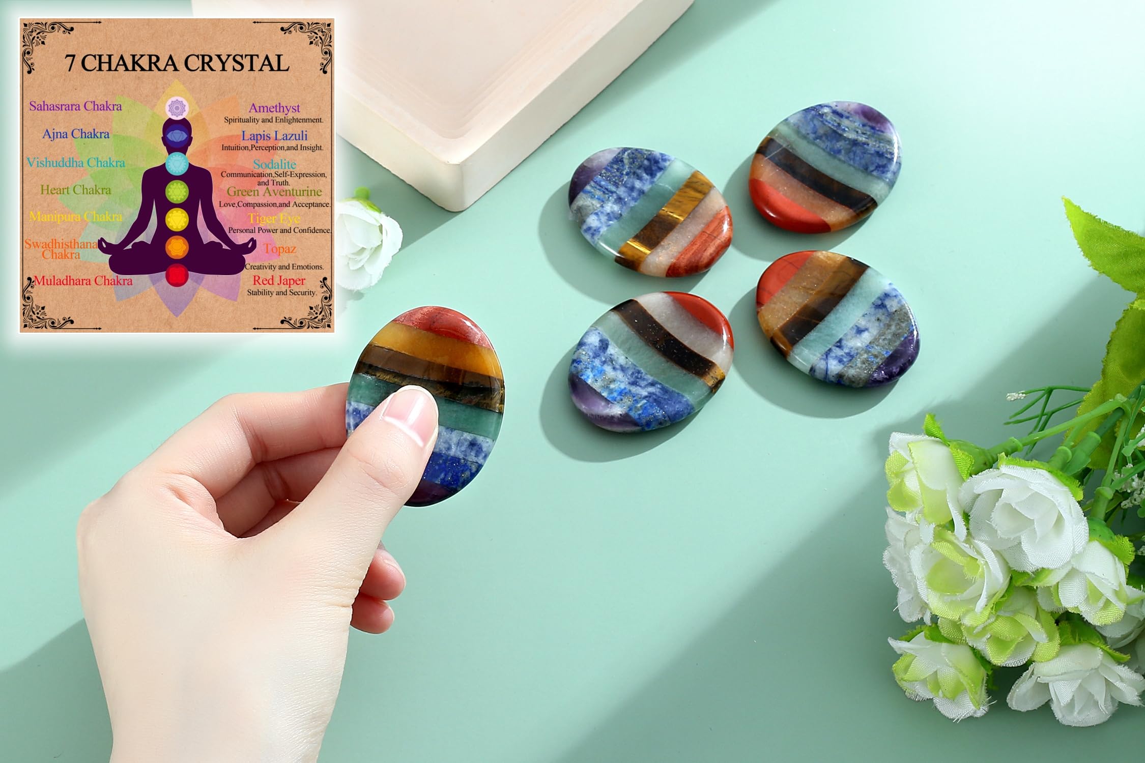 NUKAYAI seven chakra stone trinket supports mindful breathing and balance.