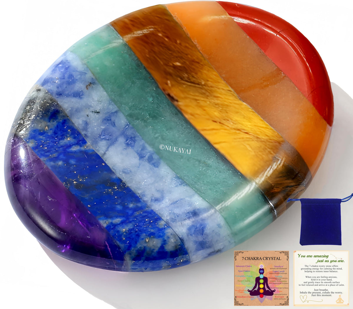 NUKAYAI thumb worry stone crystal provides tactile focus for calm.