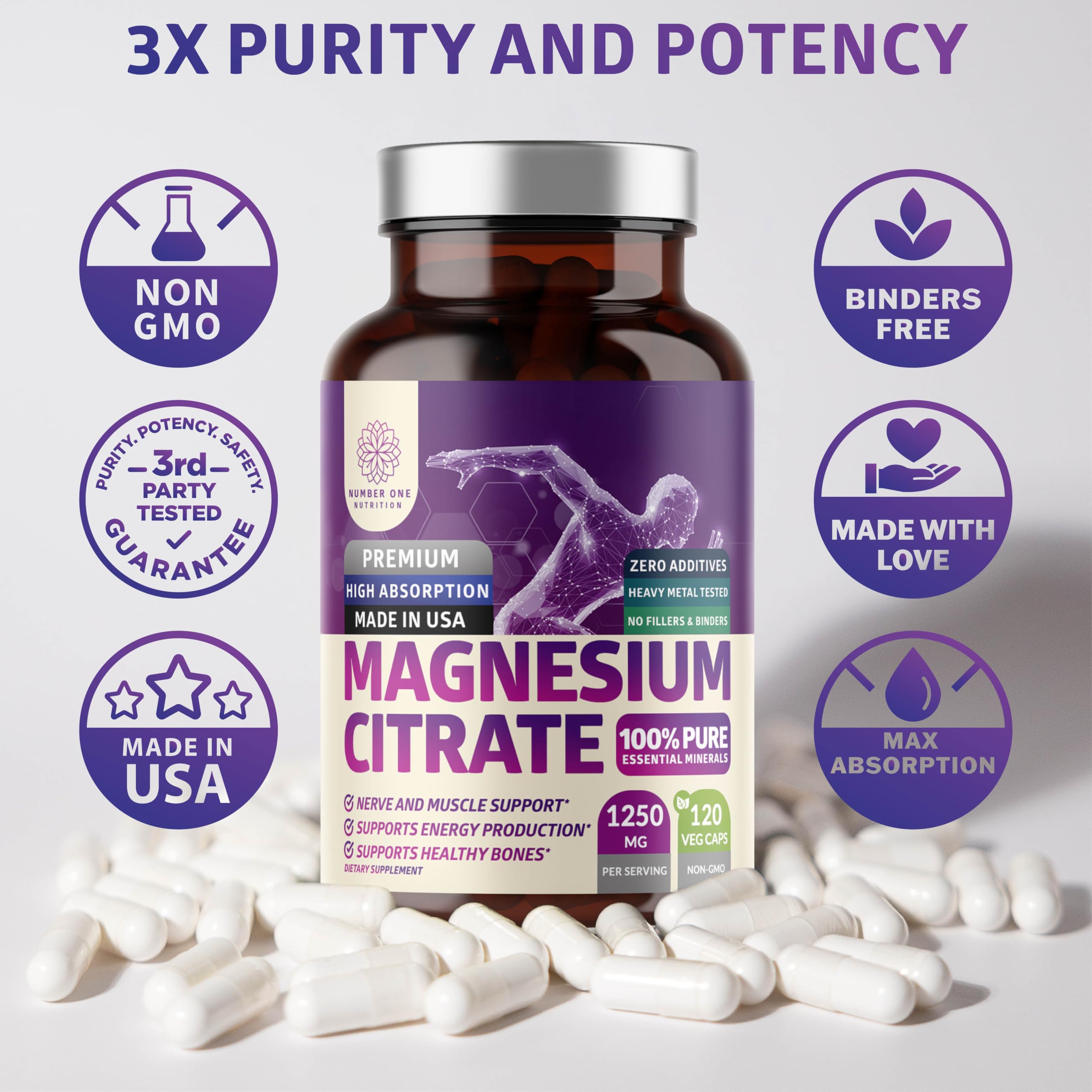 Number One Nutrition capsules arranged for easy daily supplementation.