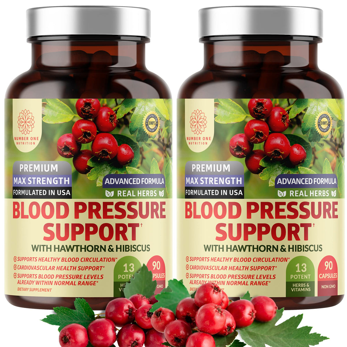 Number One Nutrition N1N Blood Pressure Support bottle with capsules for daily wellness.