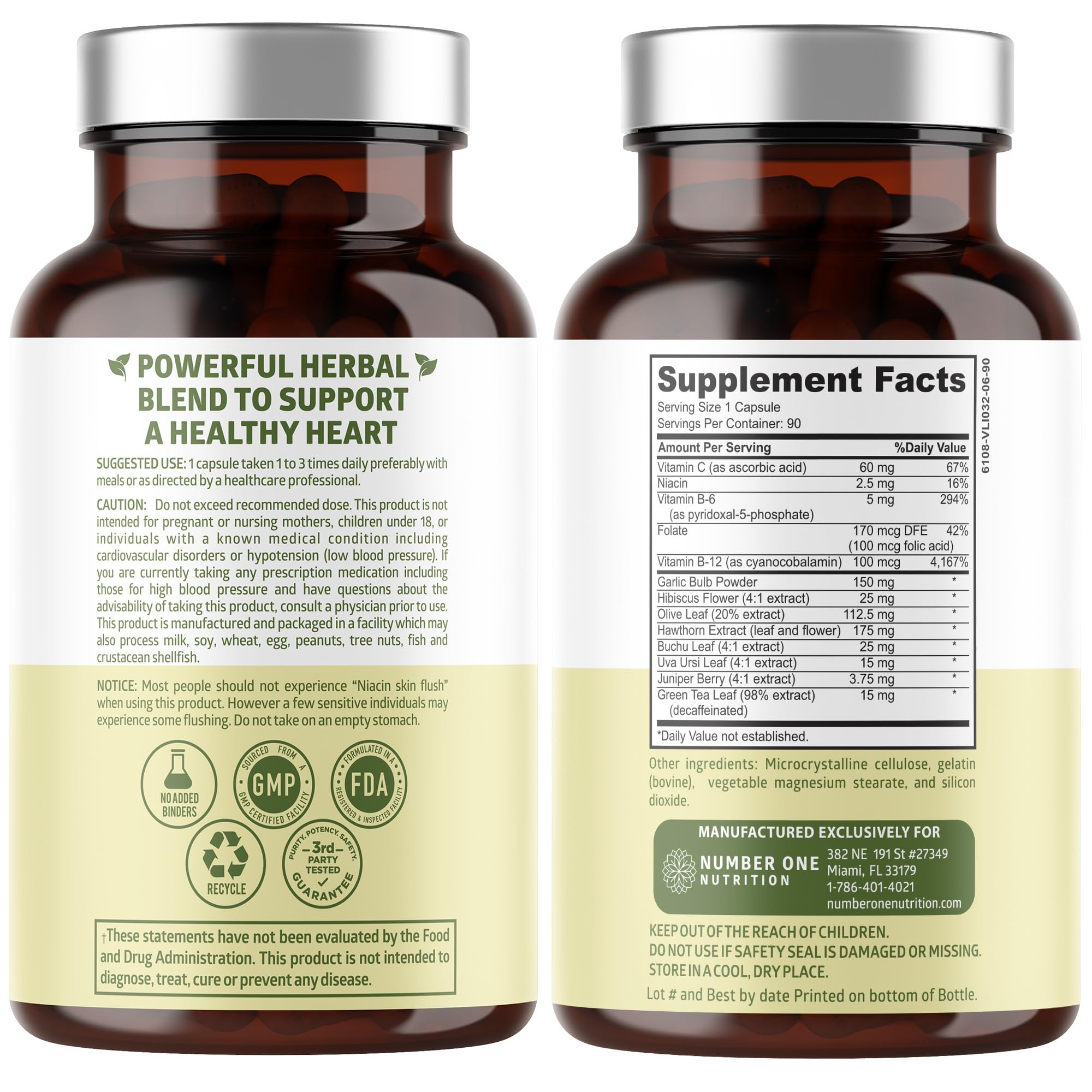 N1N Hawthorn Hibiscus capsules highlighting heart-friendly botanicals.