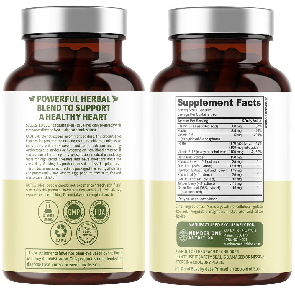N1N Hawthorn Hibiscus capsules highlighting heart-friendly botanicals.