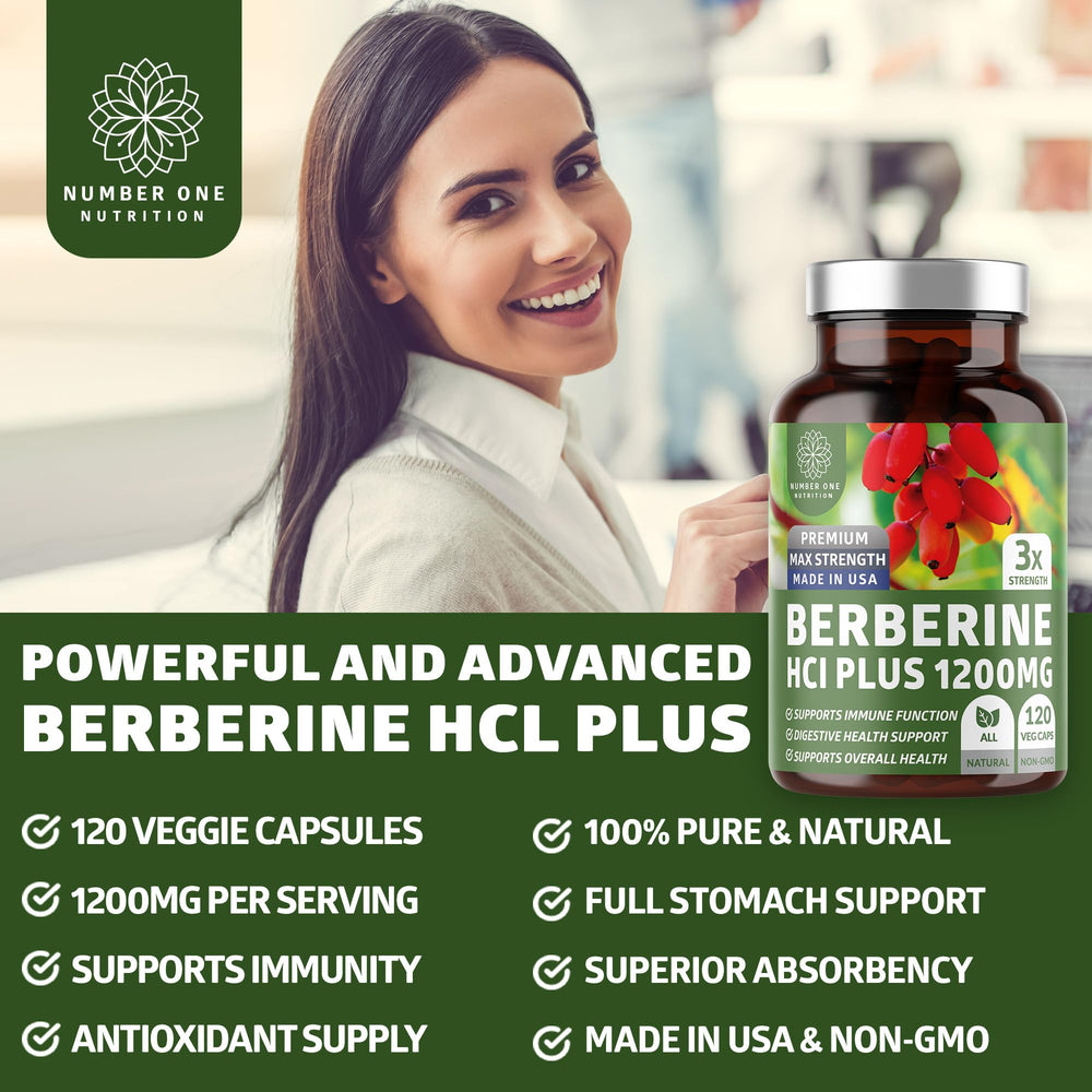 Number One Nutrition N1N Premium Berberine Plus label highlights Berberis Aristata for immune support