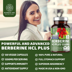 Number One Nutrition N1N Premium Berberine Plus label highlights Berberis Aristata for immune support