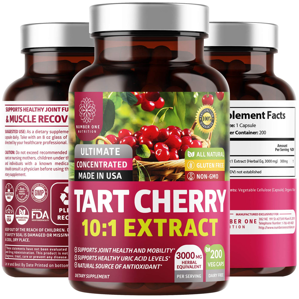 Number One Nutrition N1N Tart Cherry Extract capsules bottle suggesting joint support potential.