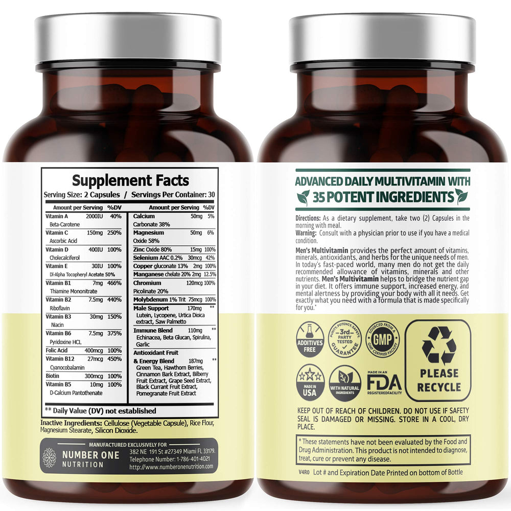 Number One Nutrition Premium Men bottle supports on-the-go wellness.