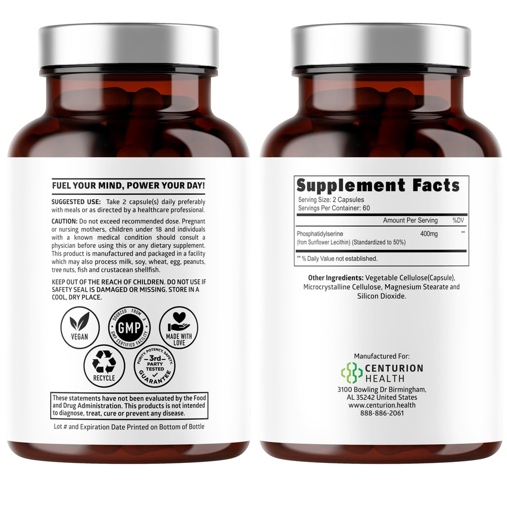 Number One Nutrition PS capsules close-up emphasizing easy daily use for focus.