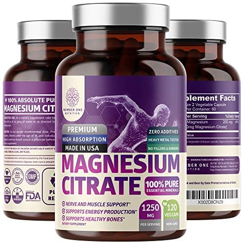 Number One Nutrition magnesium citrate capsules for daily energy support.