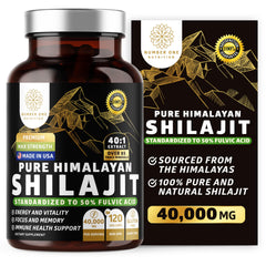 Number One Nutrition Shilajit bottle label highlights Himalayan purity for daily energy support.
