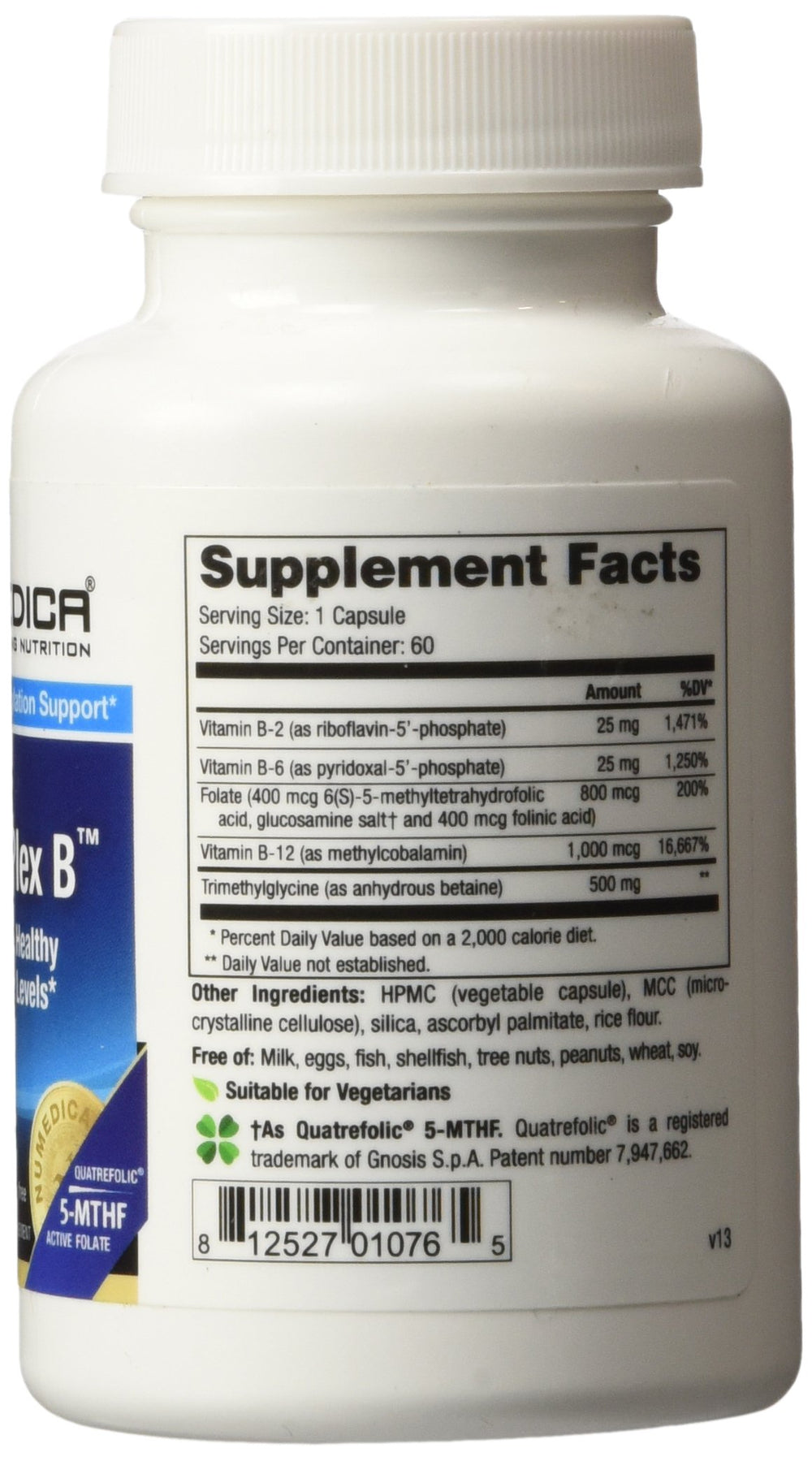 NuMedica Methyl-Plex B bottle label details methylated vitamins for absorption
