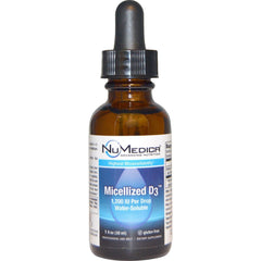 NuMedica micellized D3 1200 bottle in a compact 1 oz package for daily use
