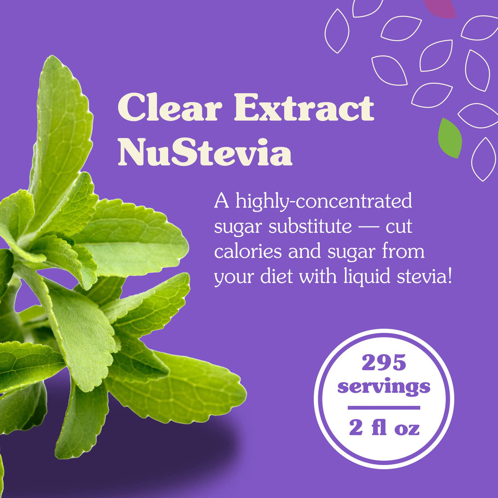 Close-up of NuNaturals label showing natural stevia ingredients.