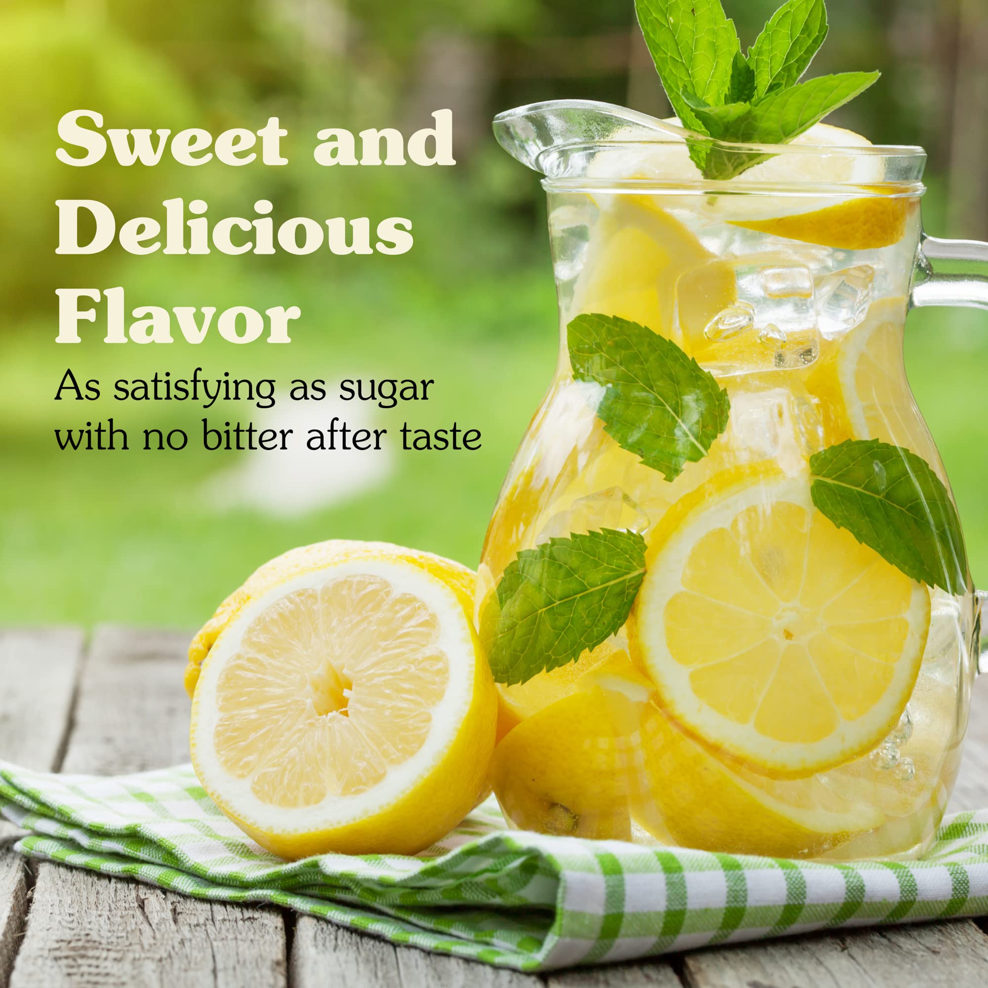 NuNaturals White Stevia Powder dissolving in cold lemonade for refreshing flavor.
