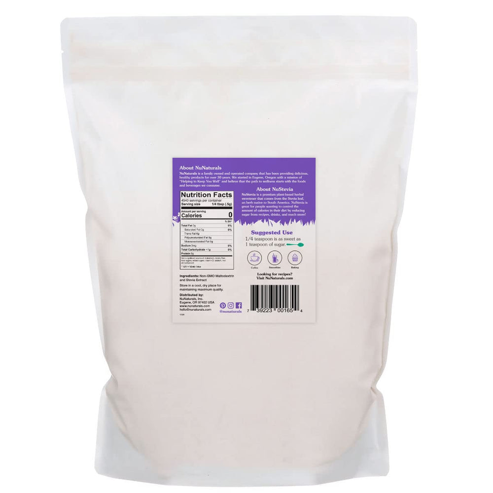 NuNaturals White Stevia Powder scoop for precise portions and mess-free measuring.