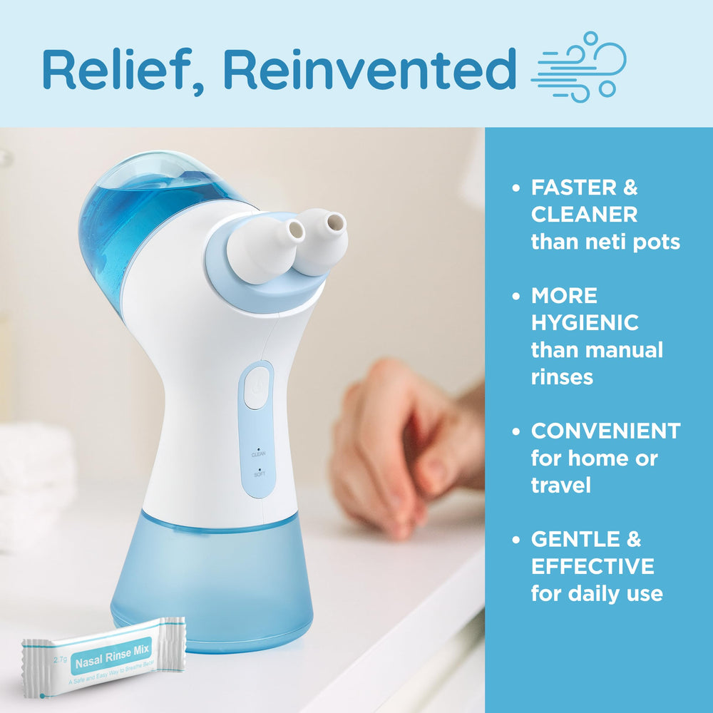 NUONNA in use demonstrates hands-on nasal cleansing and breathing comfort.