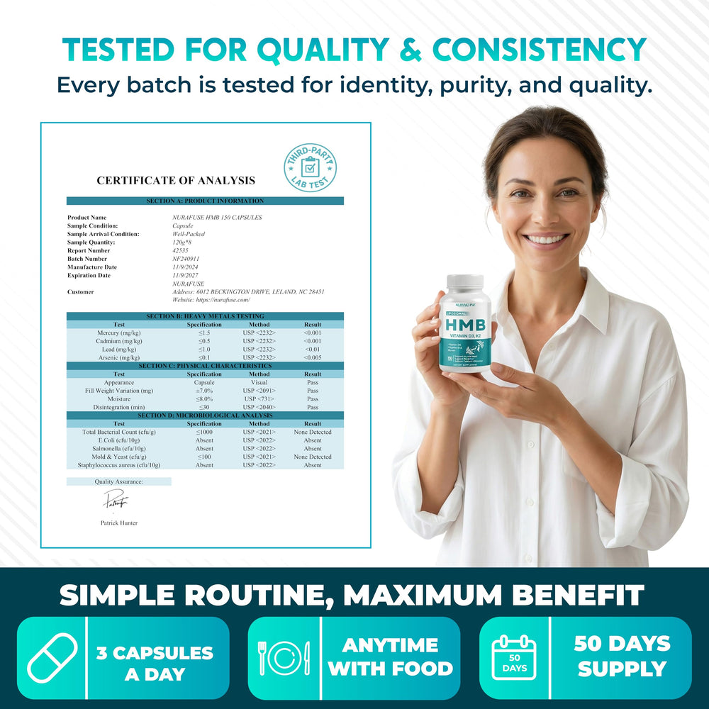 NURAFUSE HMB liposomado, recuperación después de entrenamientos con apoyo suave.