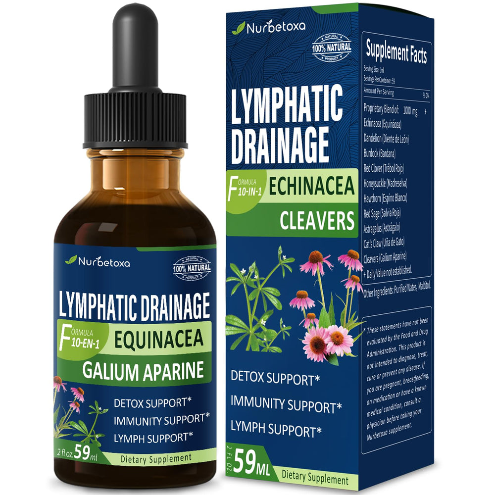 Nurbetoxa Cleavers Drops bottle promotes gentle lymph support for daily wellness.