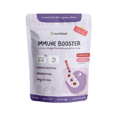 Nurished Kids Immune Booster elderberry powder pour for daily use.