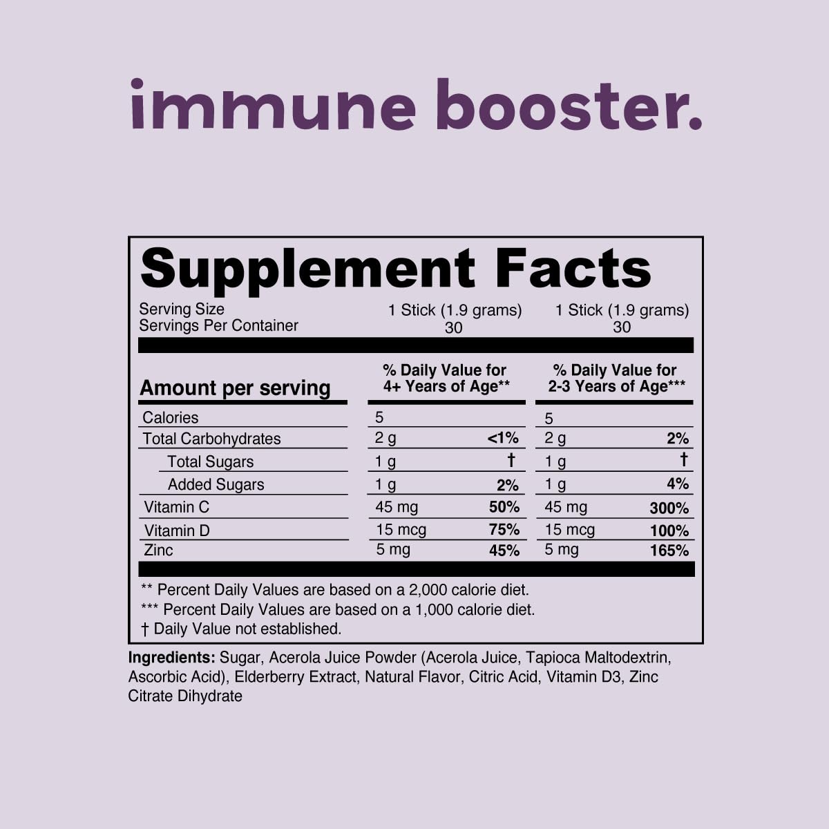 Nurished Kids Immune Booster fruit punch stick pack ideal for a tasty daily dose.