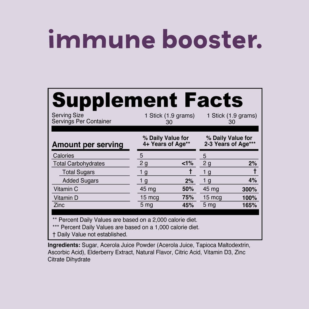 Nurished Kids Immune Booster fruit punch stick pack ideal for a tasty daily dose.