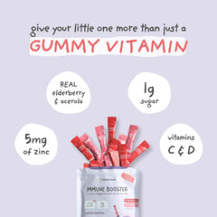 Nurished Kids Immune Booster lemonade stick pack ready for kid-friendly dosing.