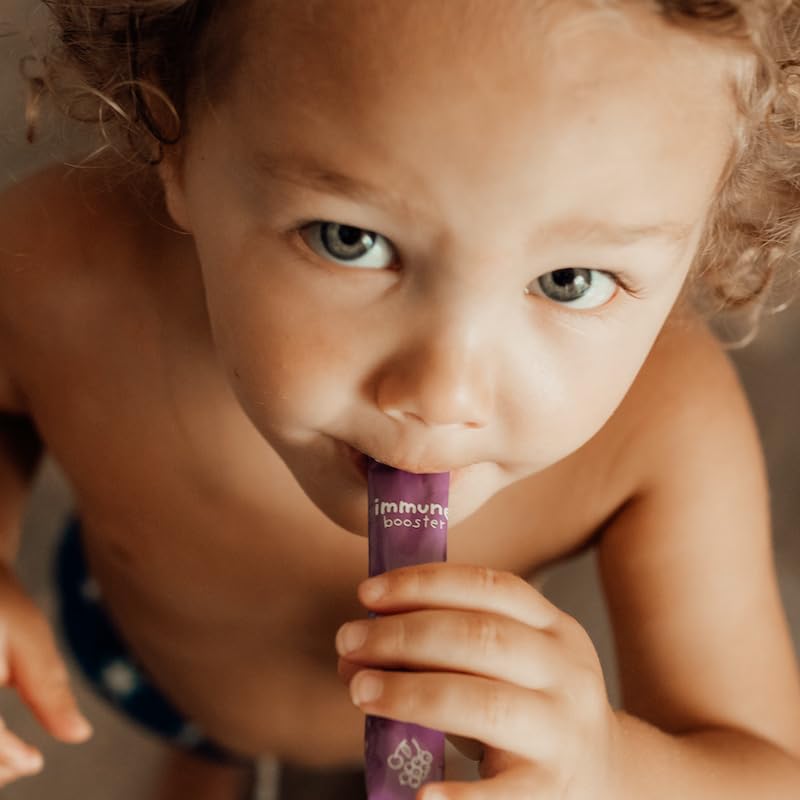 Nurished Kids Immune Booster packaging side view highlighting kid-friendly immune support.