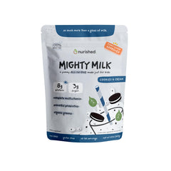 Nurished Mighty Milk bottle pour shows kid-friendly nutrition on the go