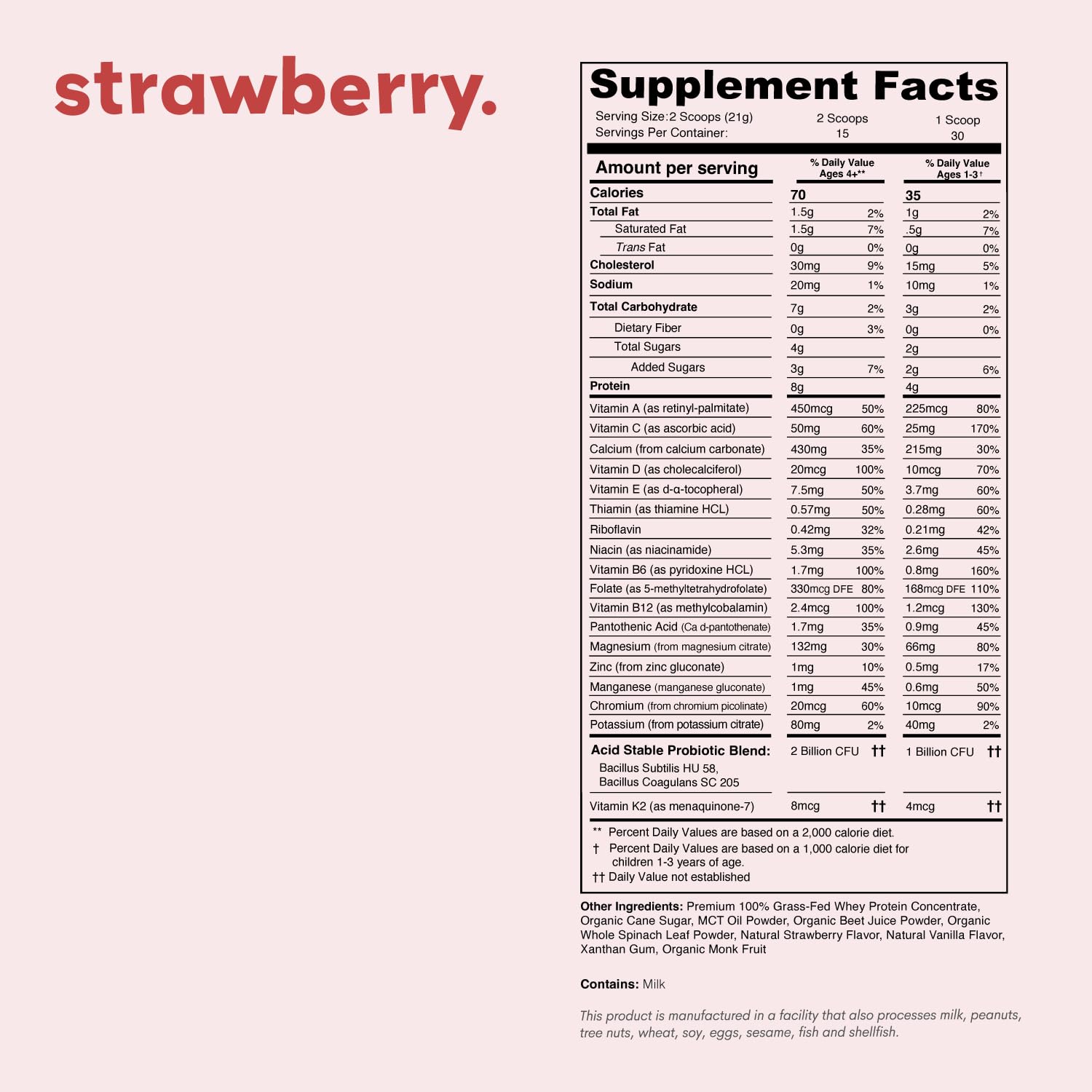 Nurished Mighty Strawberry Milk added to a smoothie for easy nutritional flavor